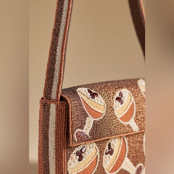 NWT MAEVE ANTHROPOLOGIE ESPRESSO MARTINI 🍸 HAND BAG The Fiona Beaded🤎🤎🤎🤎🤎🤎🤎🤎 - Picture 4 of 4